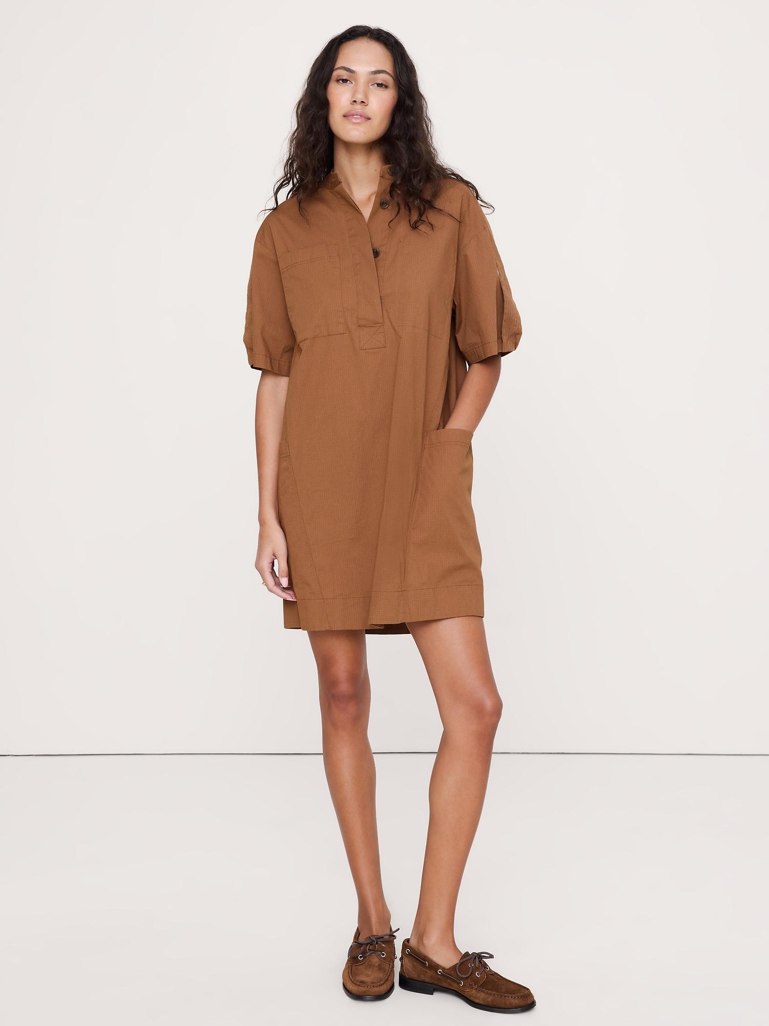 utility shift mini dress