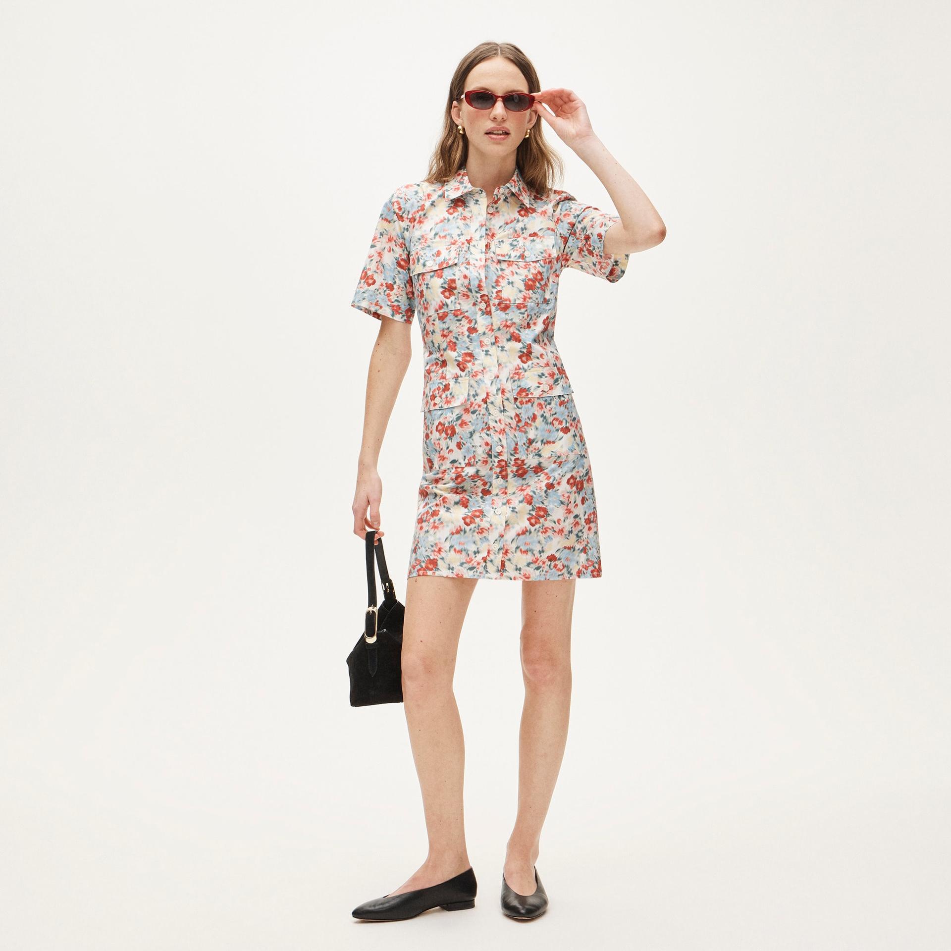 utility shirt-dress in floral print