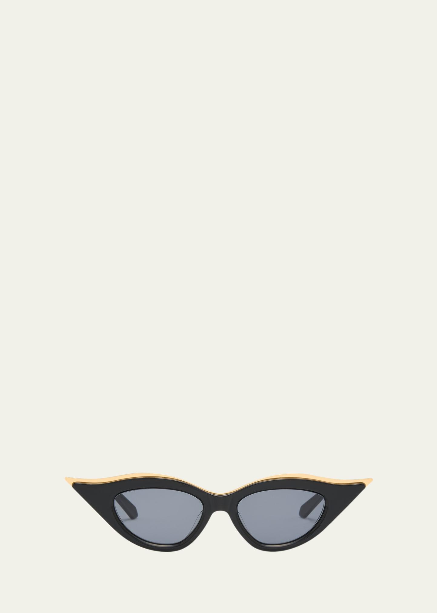 v goldcut ii acetate & titanium cat-eye sunglasses