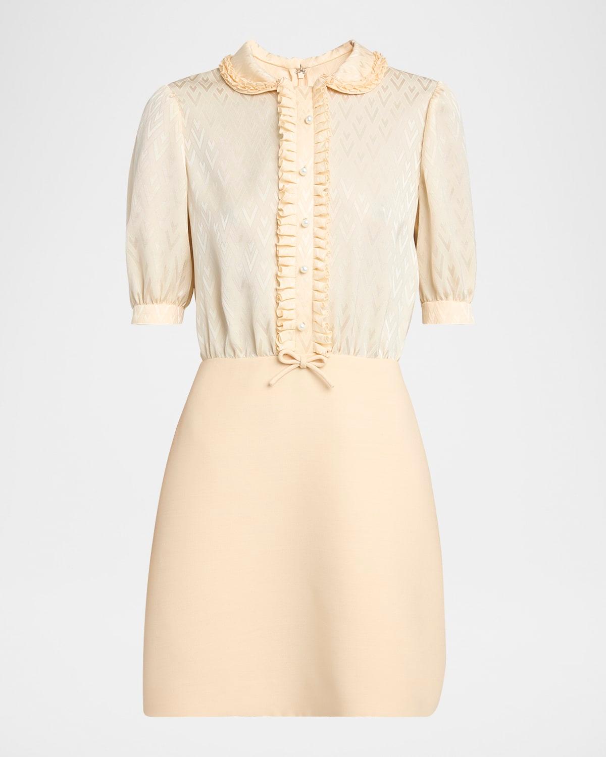 v-logo ruffle crepe mini dress