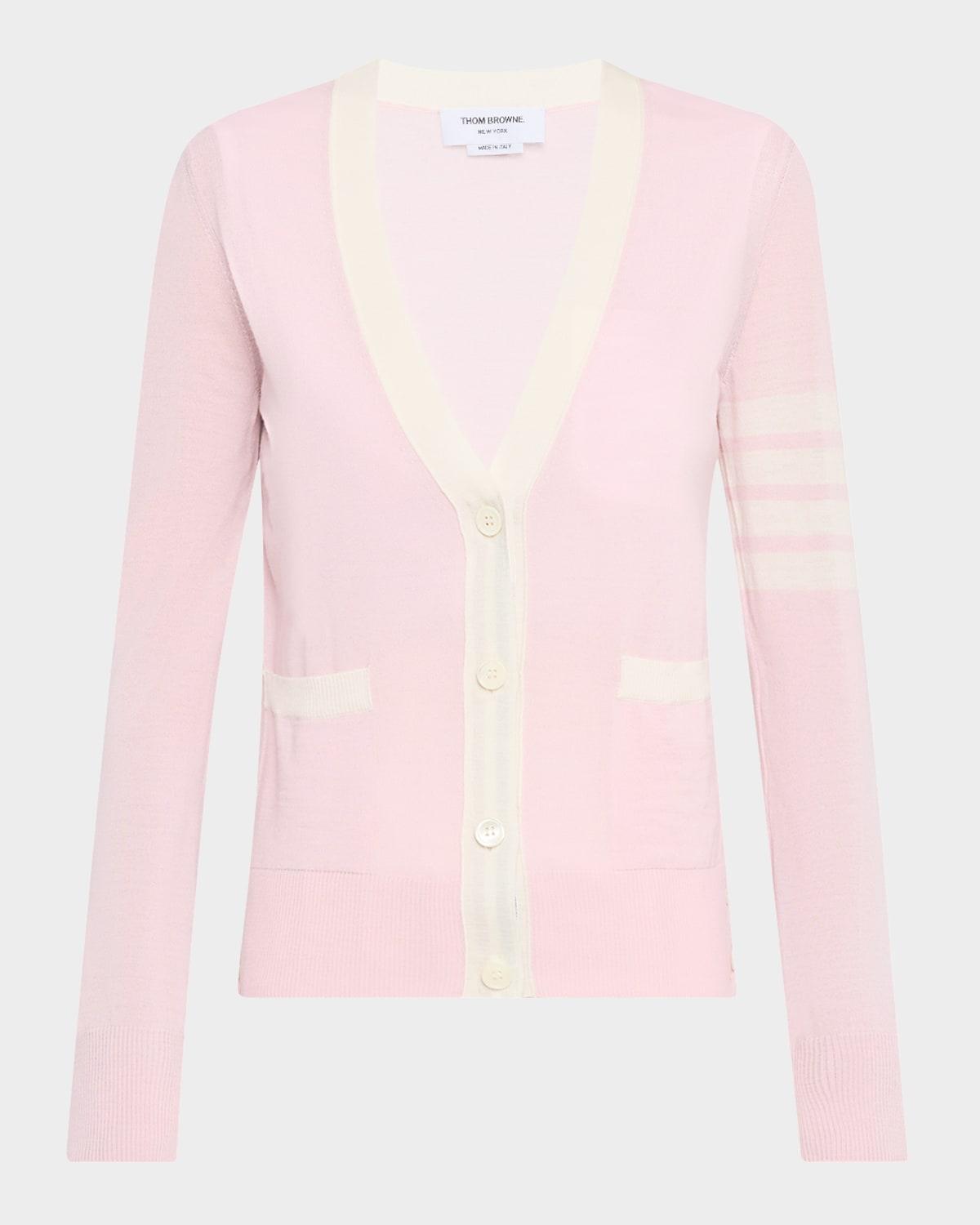 v-neck 4-bar fine merino wool cardigan