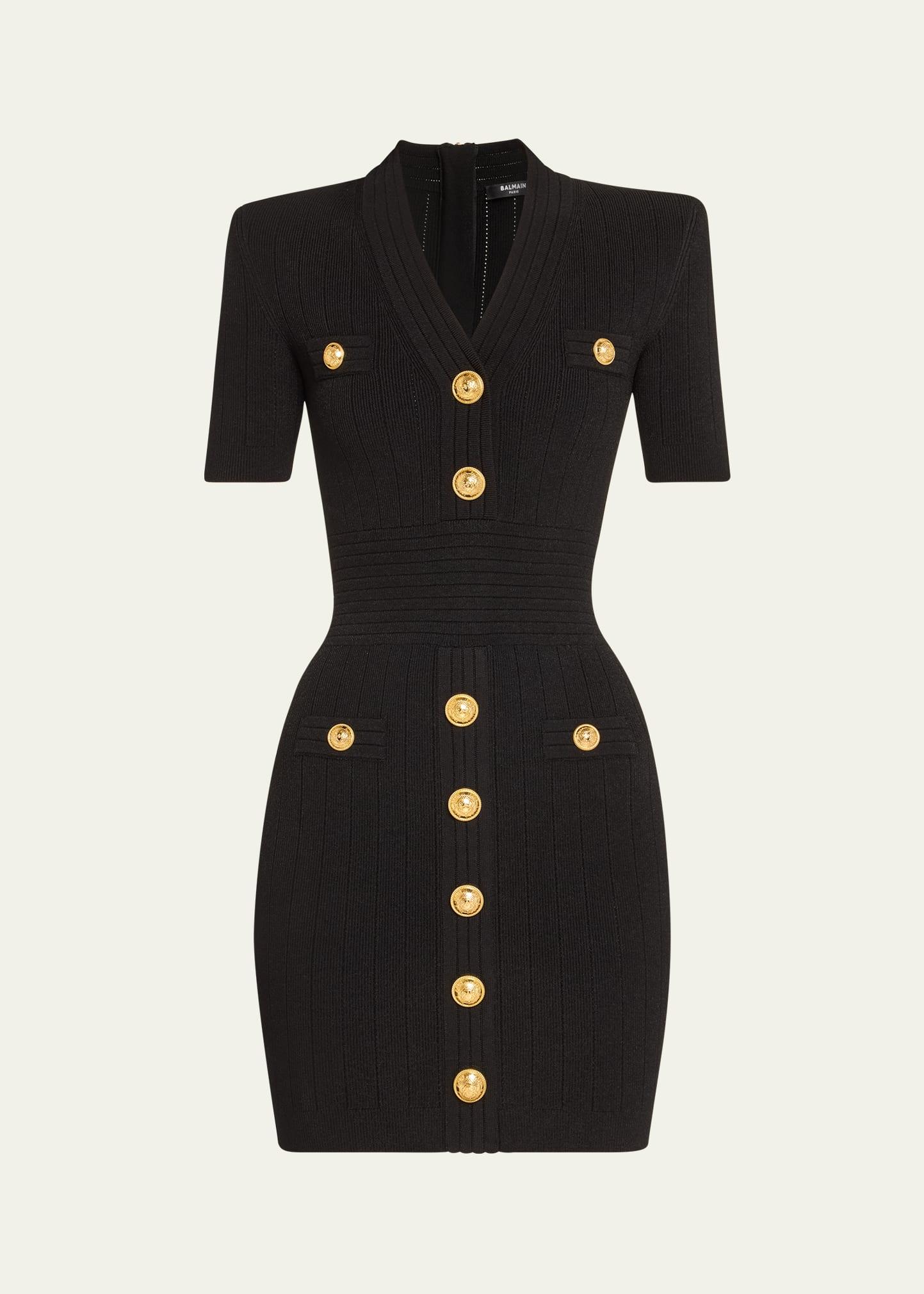 v-neck 4 pocket mini knit dress