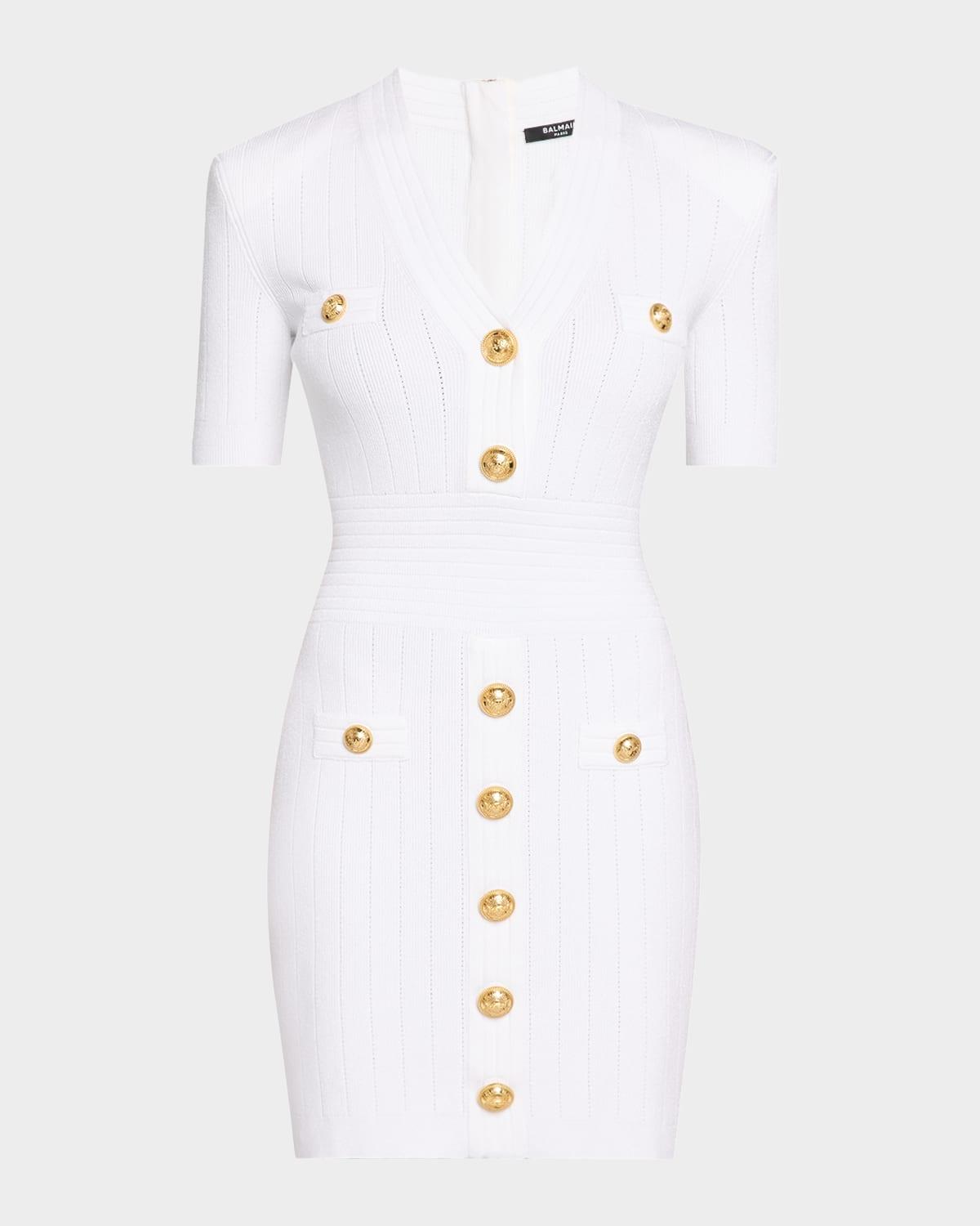 v-neck 4 pocket mini knit dress