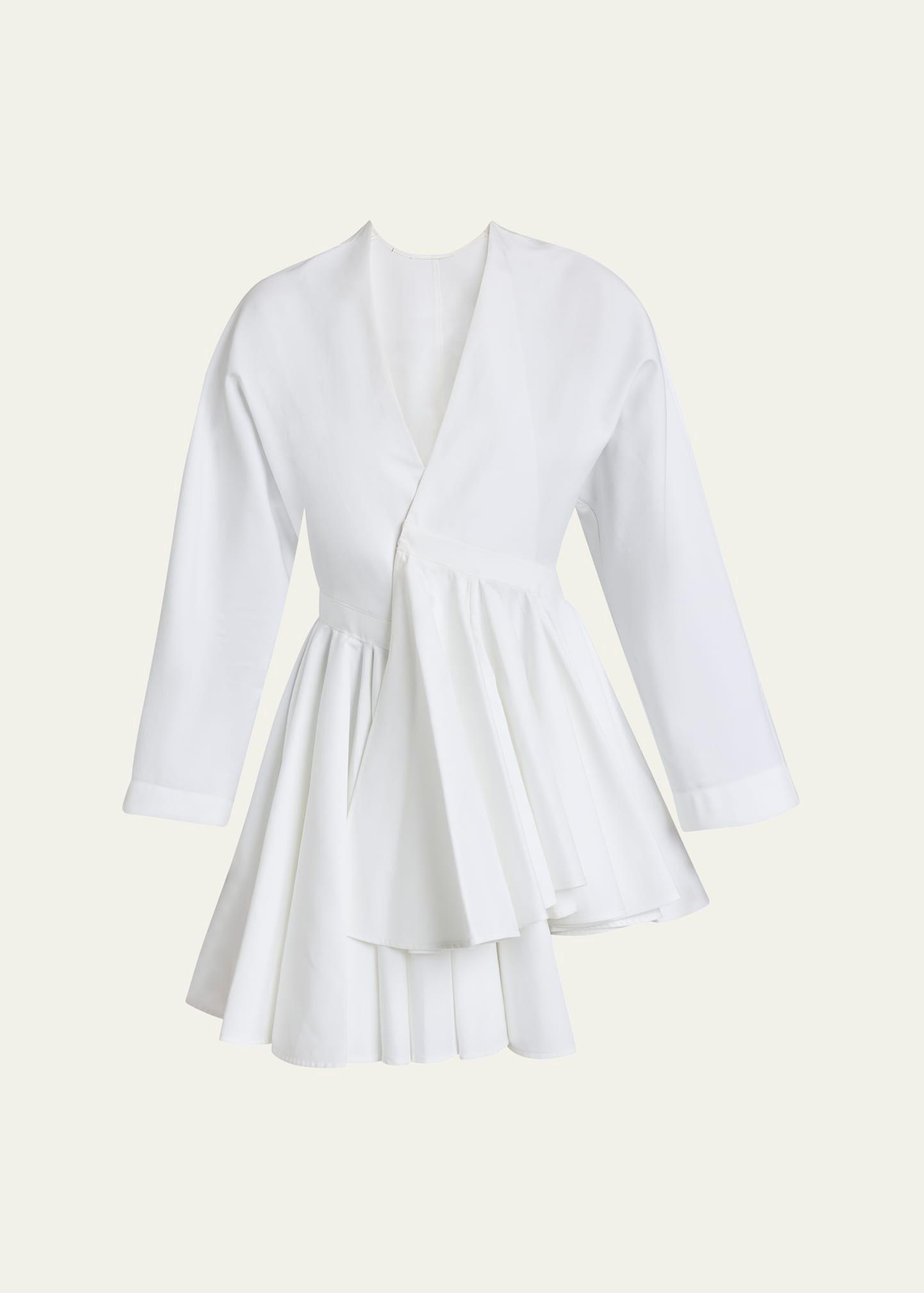 v-neck asymmetric mini shirtdress