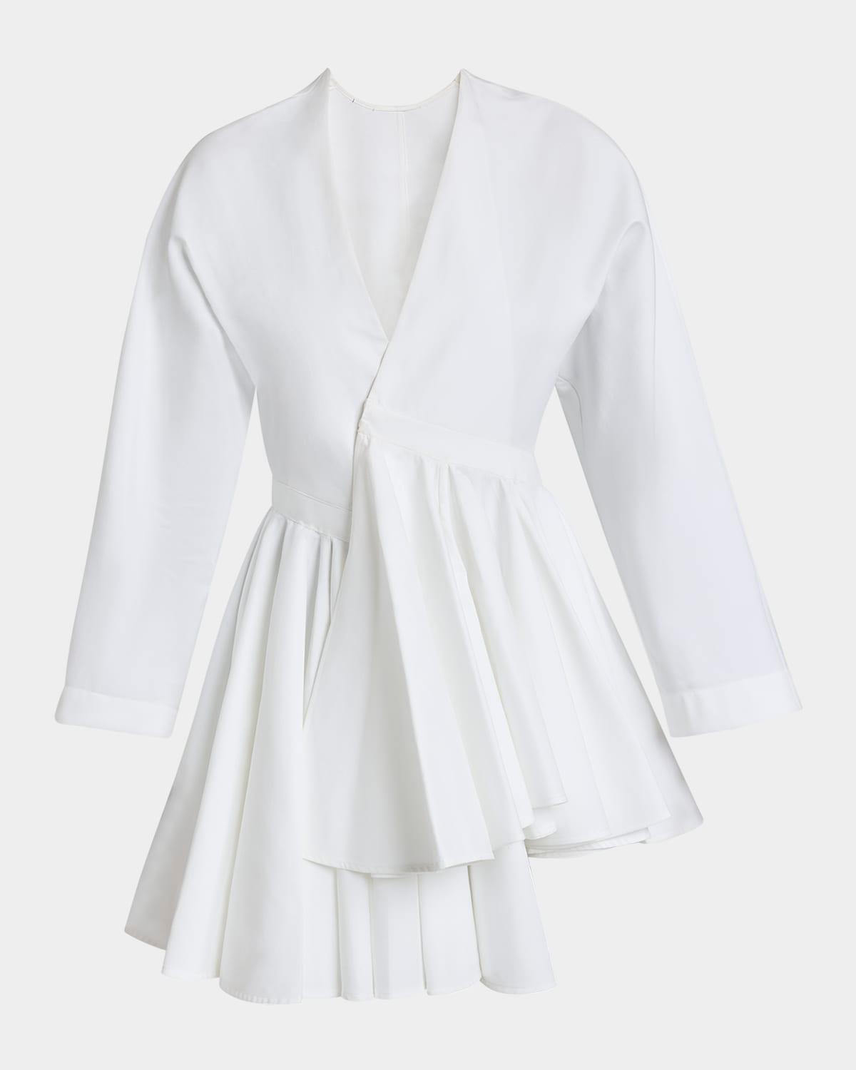 v-neck asymmetric mini shirtdress
