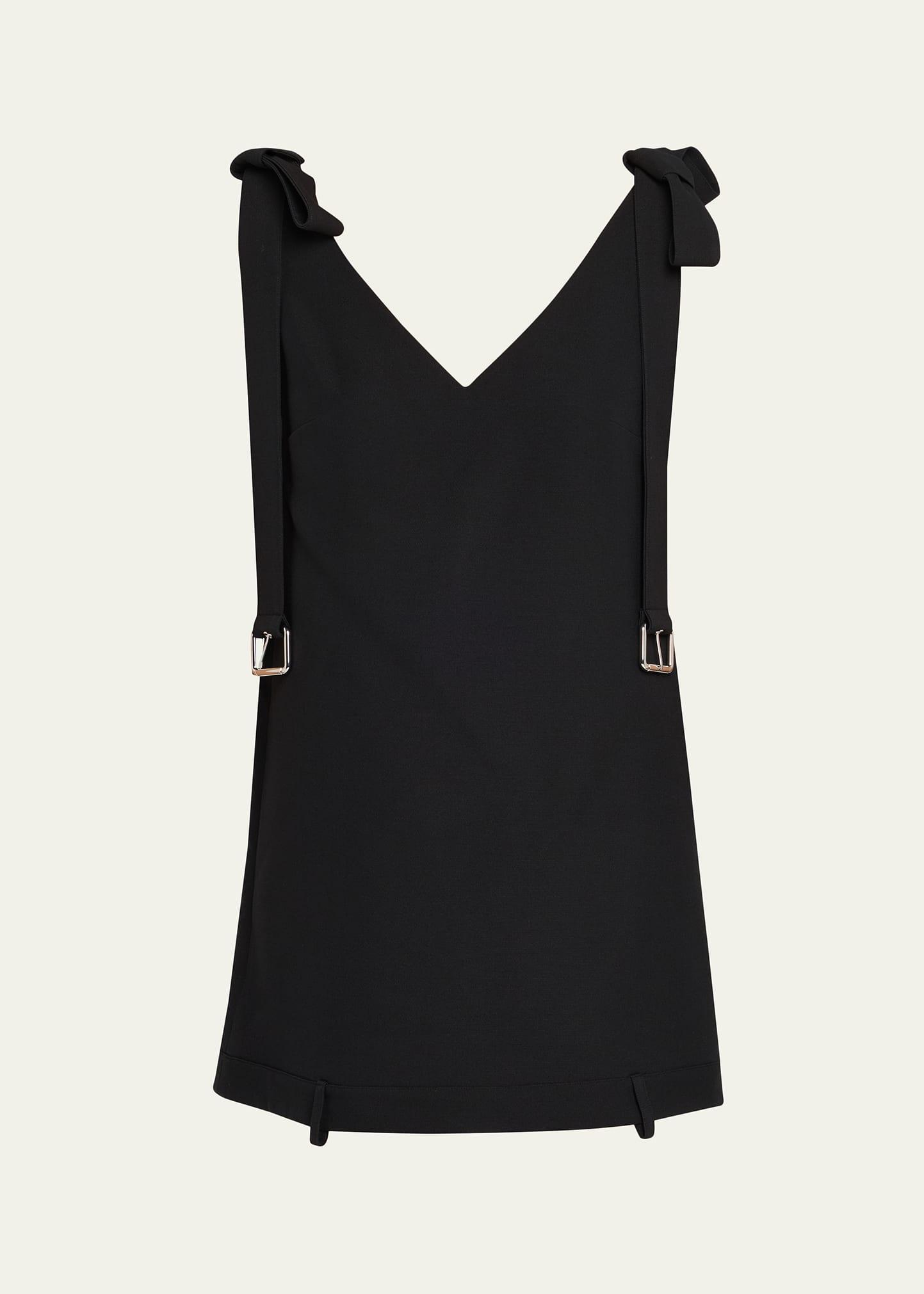 v-neck belt shoulder-tie mini dress