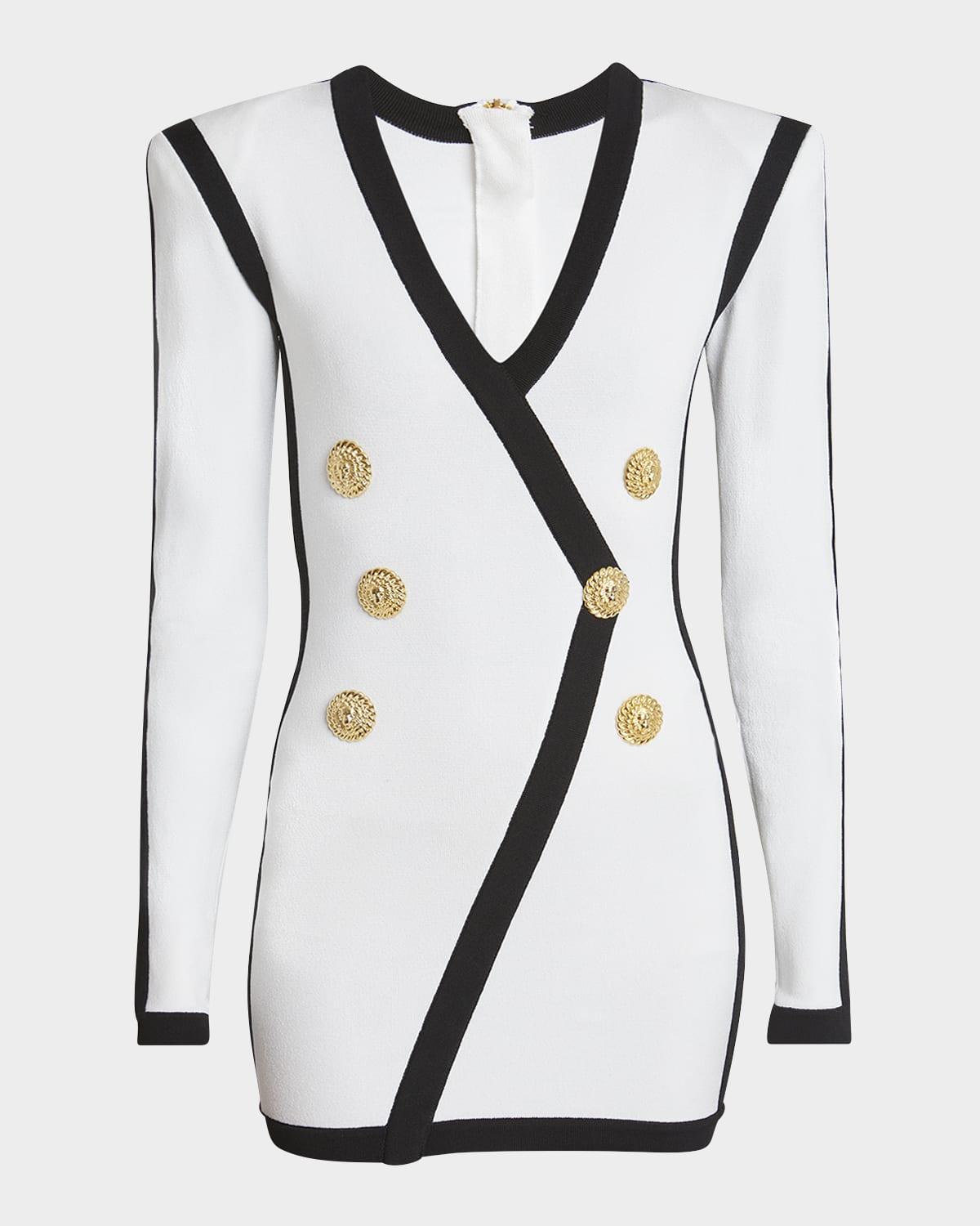 v-neck button wrap body-con mini dress