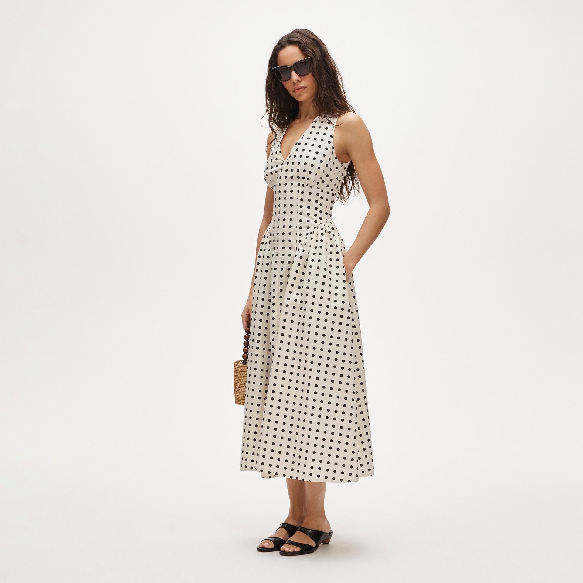 v-neck dress in dot print