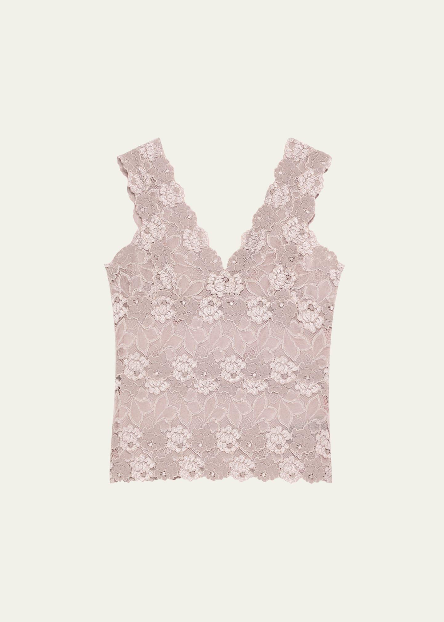 v-neck floral lace tank