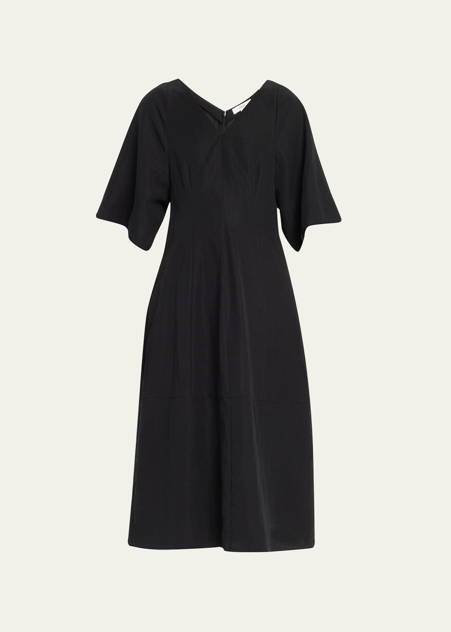 v-neck flutter-sleeve midi dress