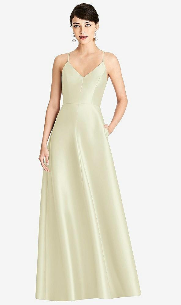 v-neck full skirt satin maxi dress