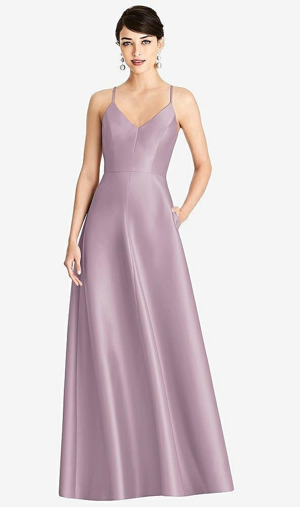 v-neck full skirt satin maxi dress