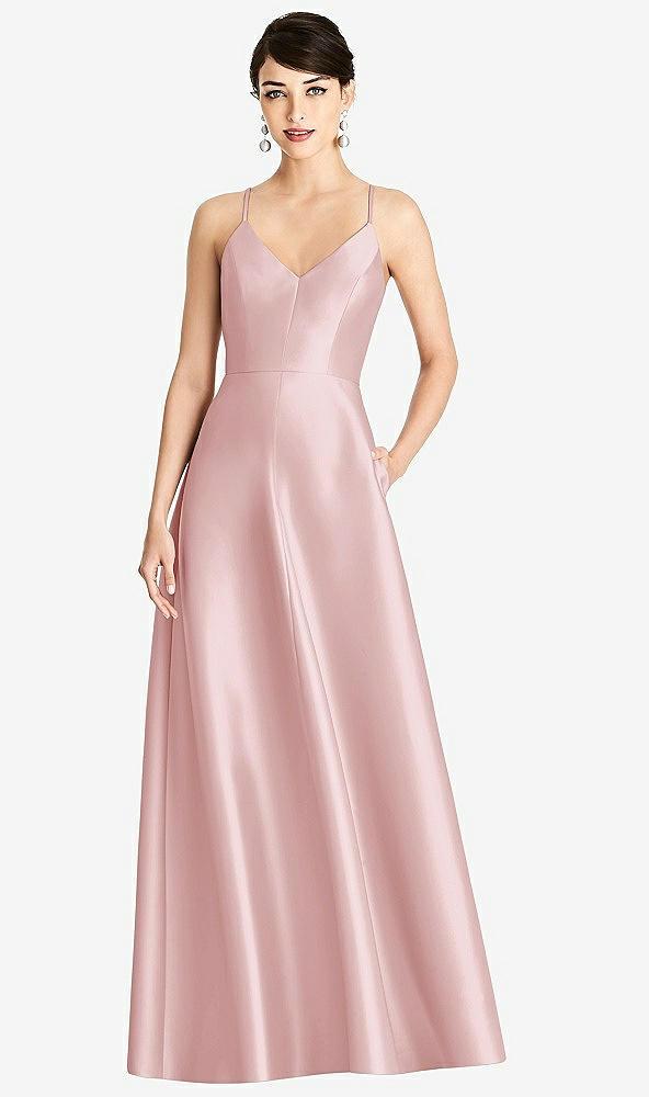 v-neck full skirt satin maxi dress
