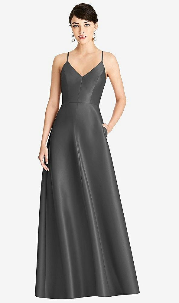 v-neck full skirt satin maxi dress