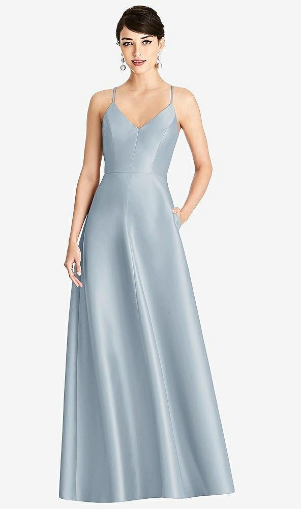 v-neck full skirt satin maxi dress