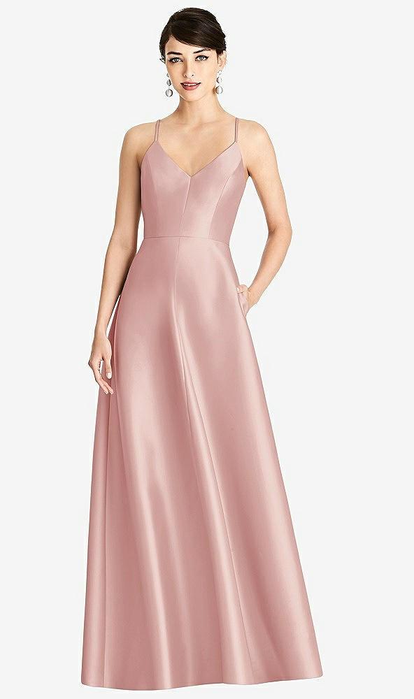 v-neck full skirt satin maxi dress