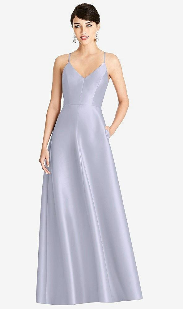 v-neck full skirt satin maxi dress