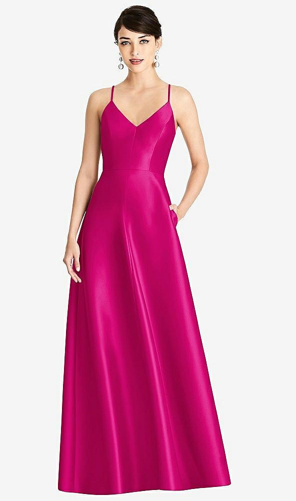 v-neck full skirt satin maxi dress