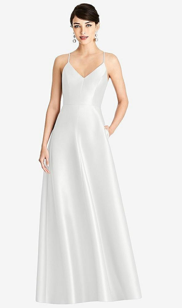 v-neck full skirt satin maxi dress