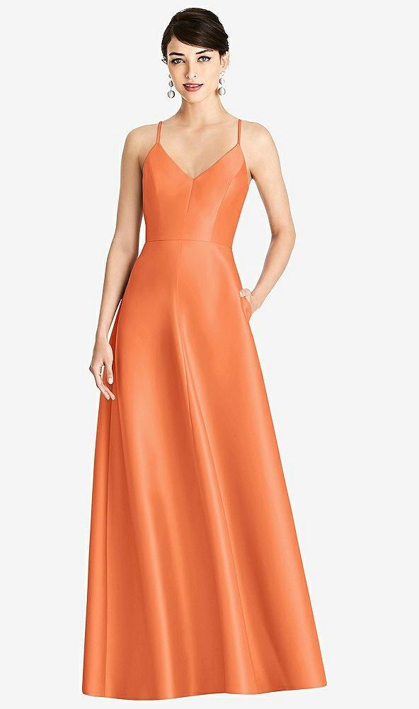 v-neck full skirt satin maxi dress