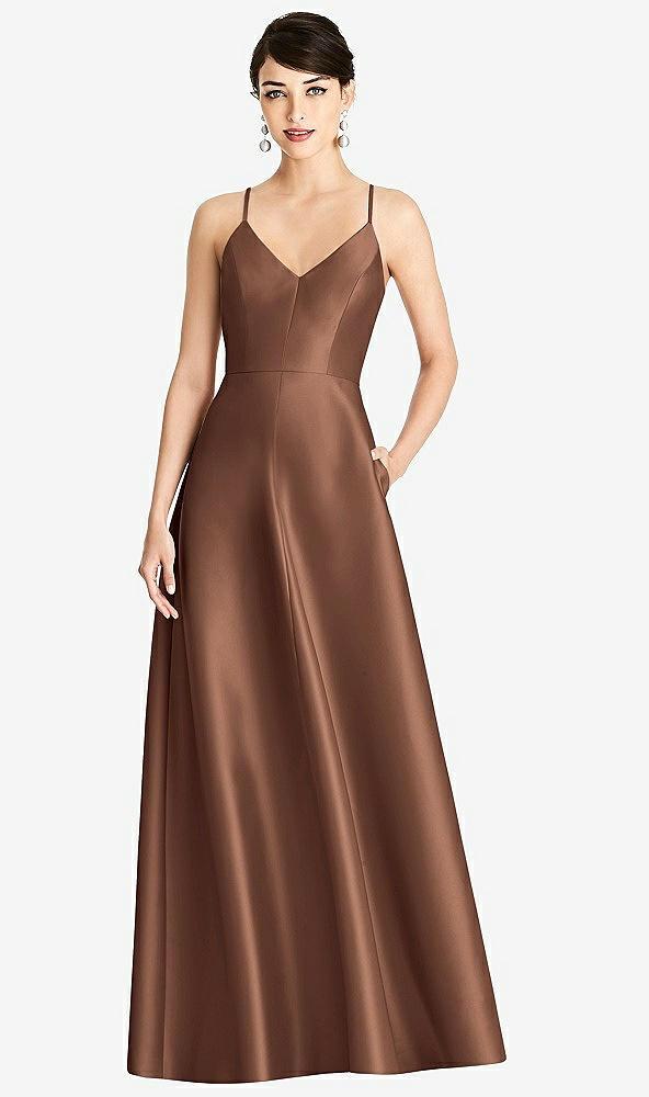 v-neck full skirt satin maxi dress