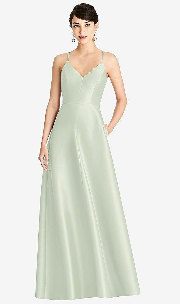 v-neck full skirt satin maxi dress