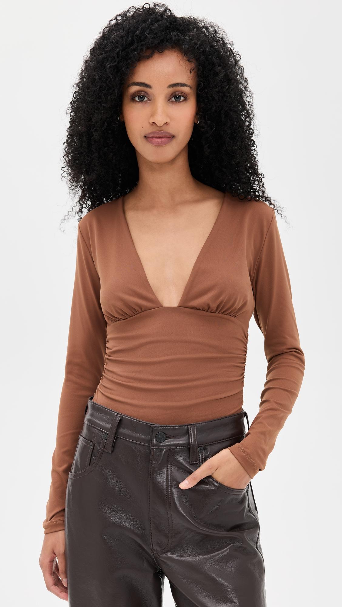 v neck gathered top