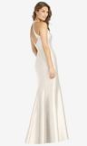v-neck halter satin trumpet gown