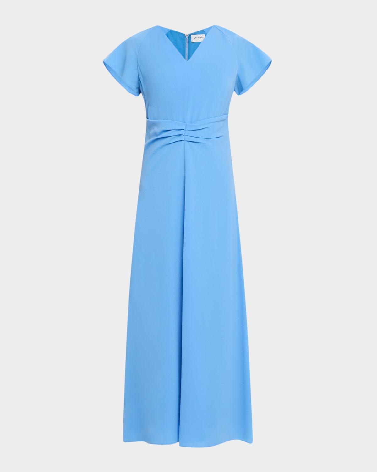 v-neck italian crepe midi dress