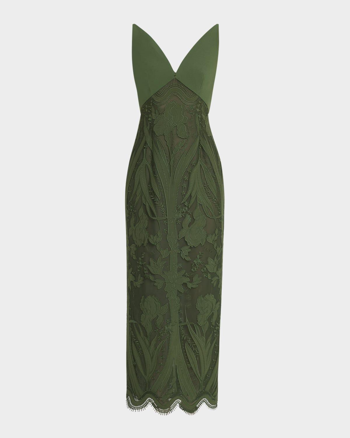 v-neck lace empire-waist maxi dress