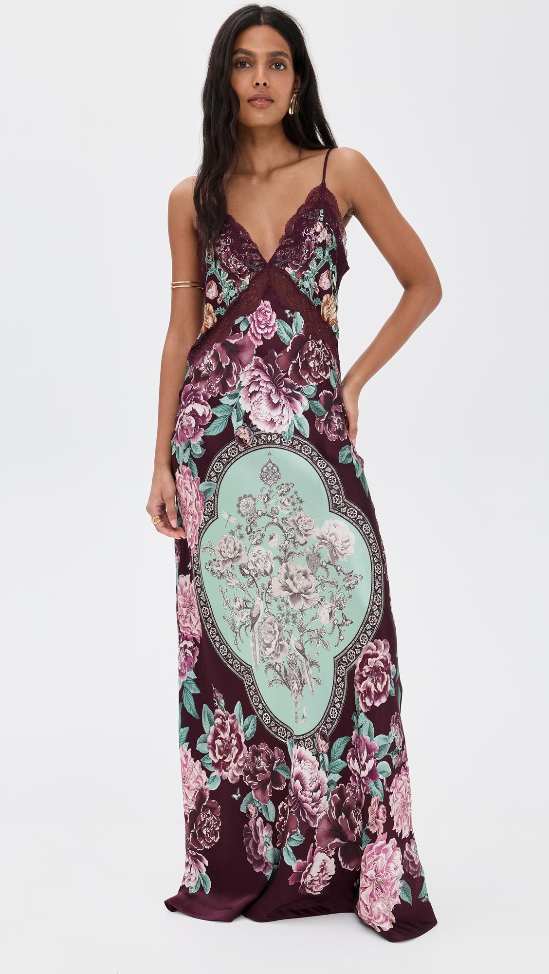 v neck long bias silk slip dress with train