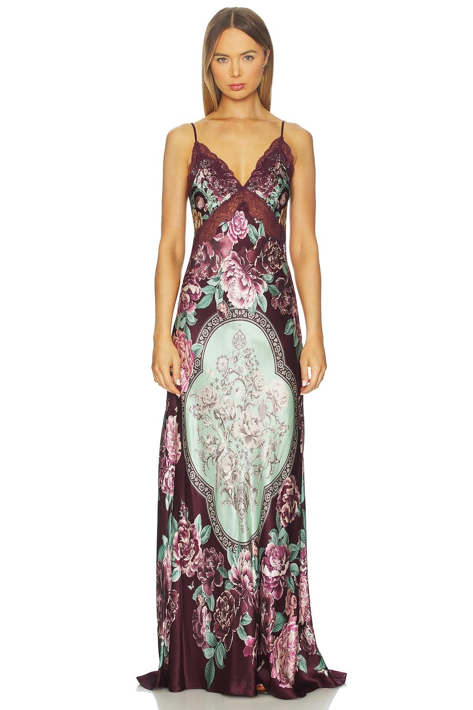 v neck long bias slip dress with train