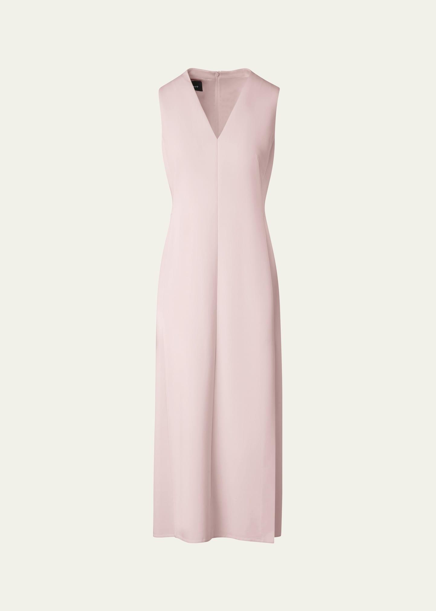 v-neck midi wool dress