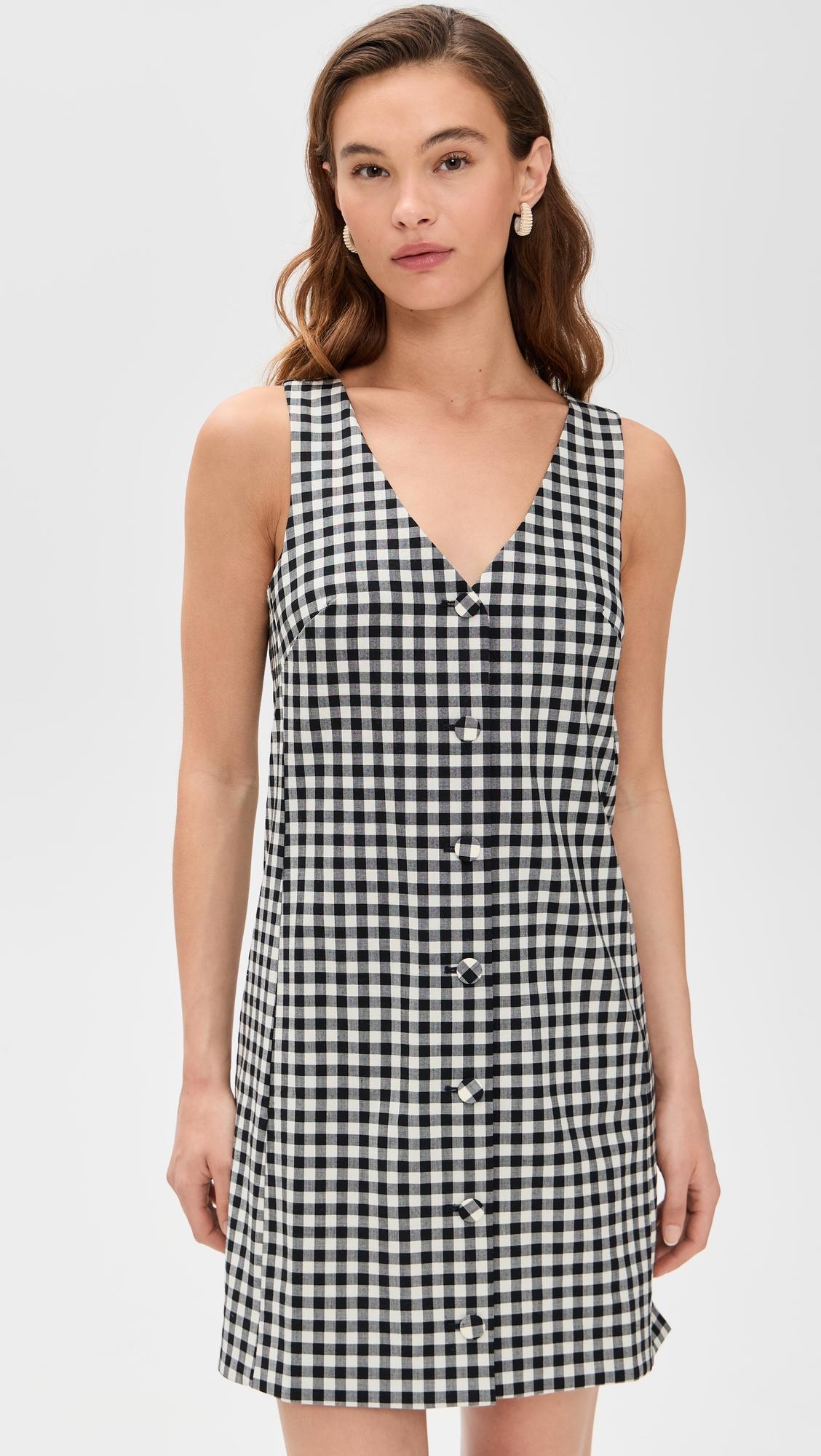 v-neck mini vest dress in gingham