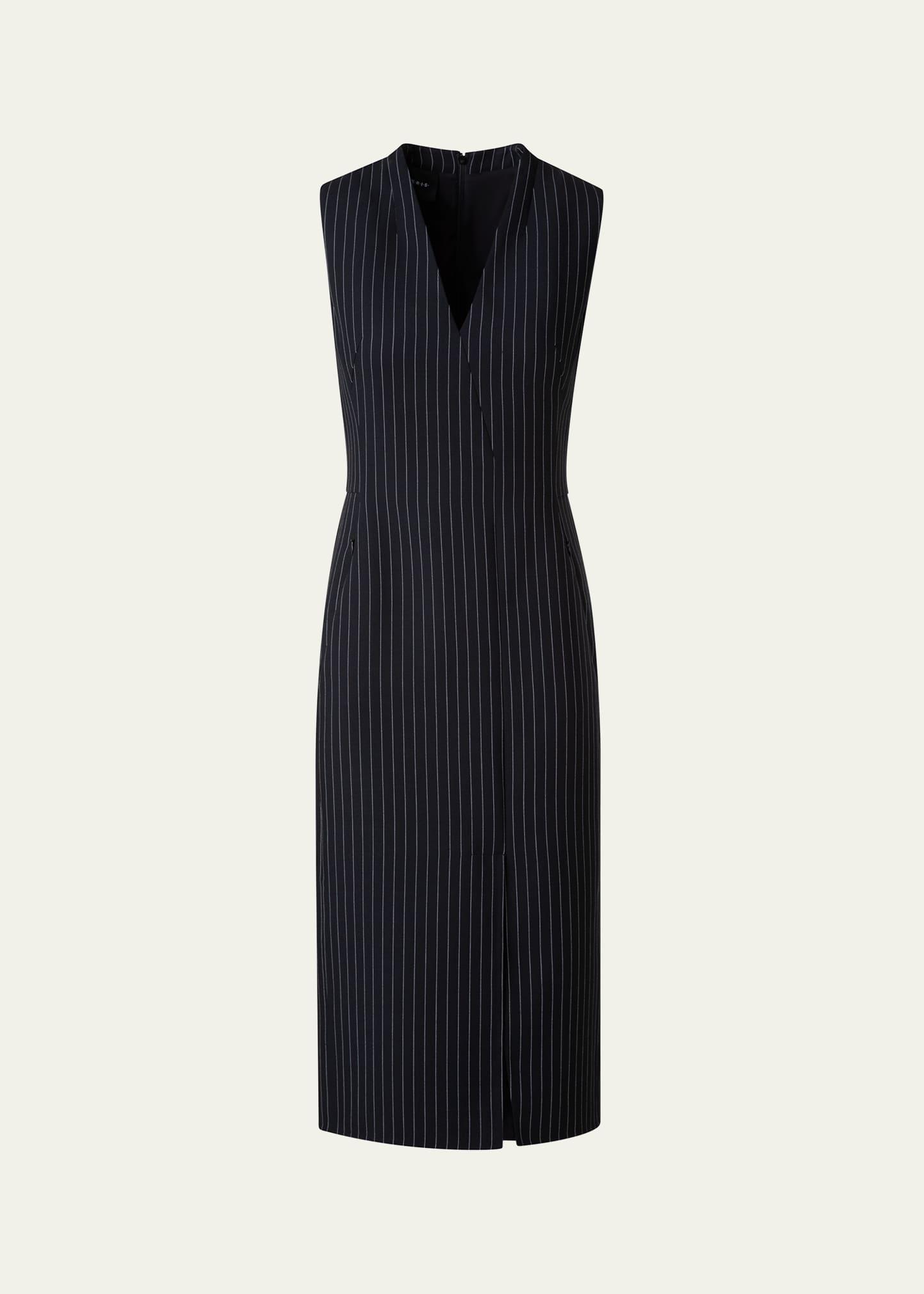 v-neck pinstripe sleeveless dress