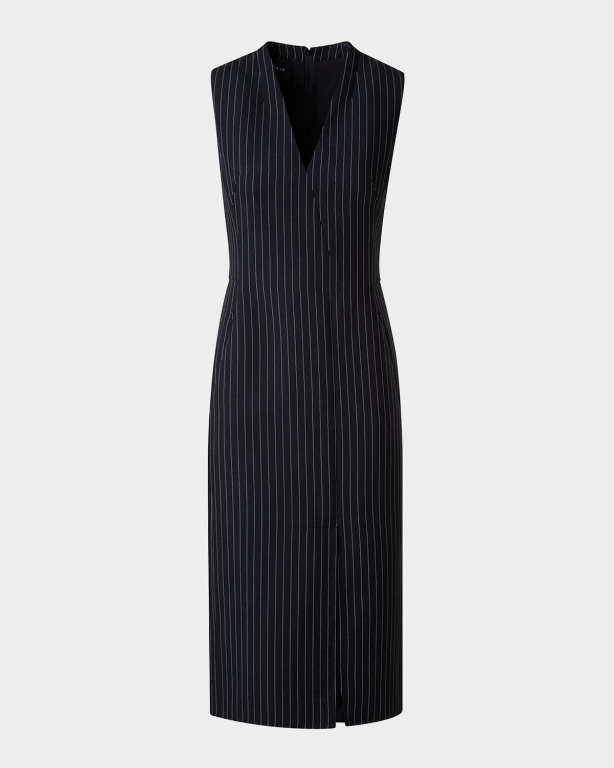 v-neck pinstripe sleeveless dress