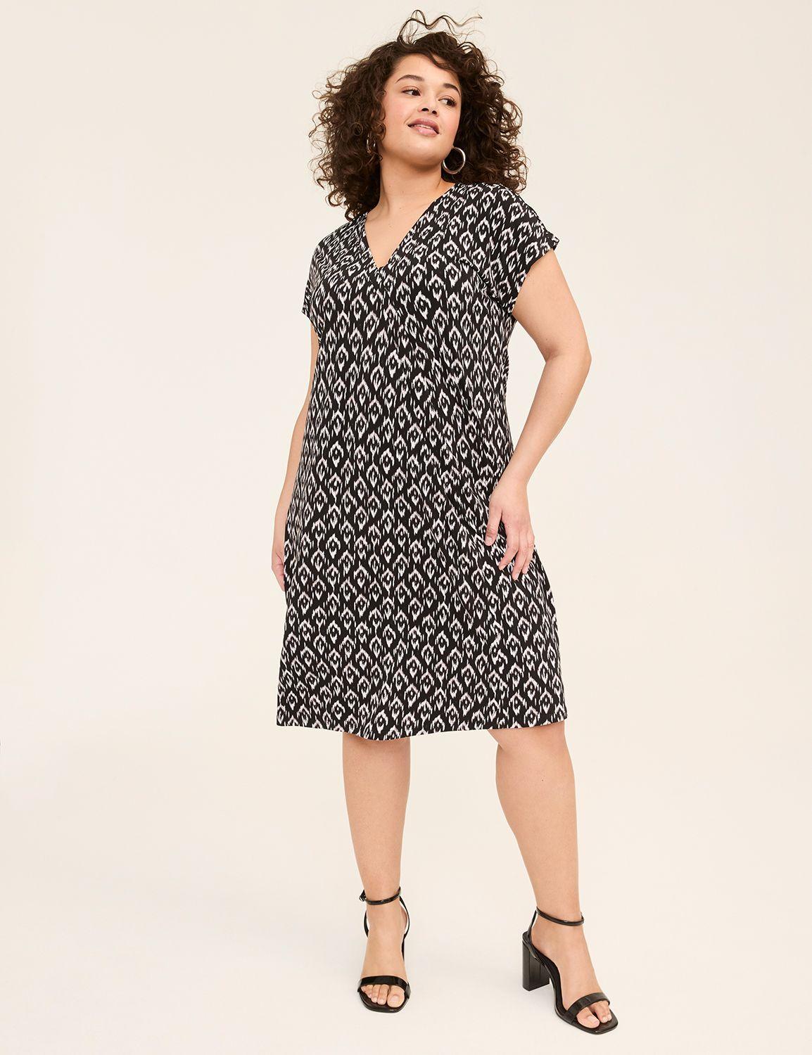 v-neck pleat-front jersey dress