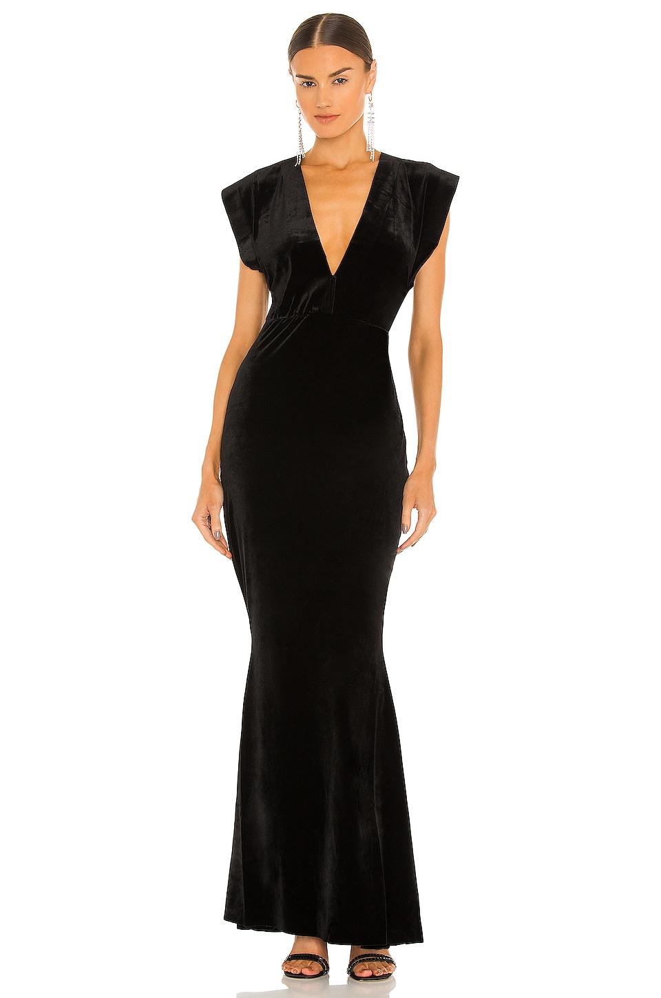 v neck rectangle gown