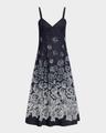 v-neck rose denim devore sleeveless midi dress