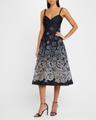 v-neck rose denim devore sleeveless midi dress