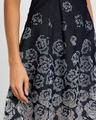 v-neck rose denim devore sleeveless midi dress