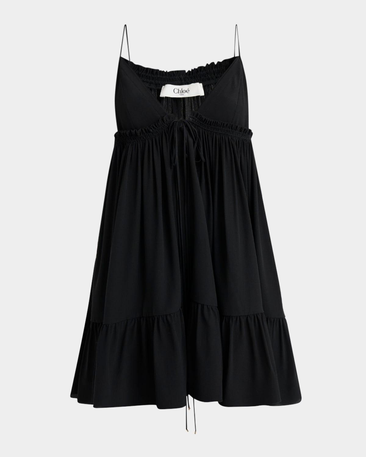 v-neck ruffle mini babydoll dress