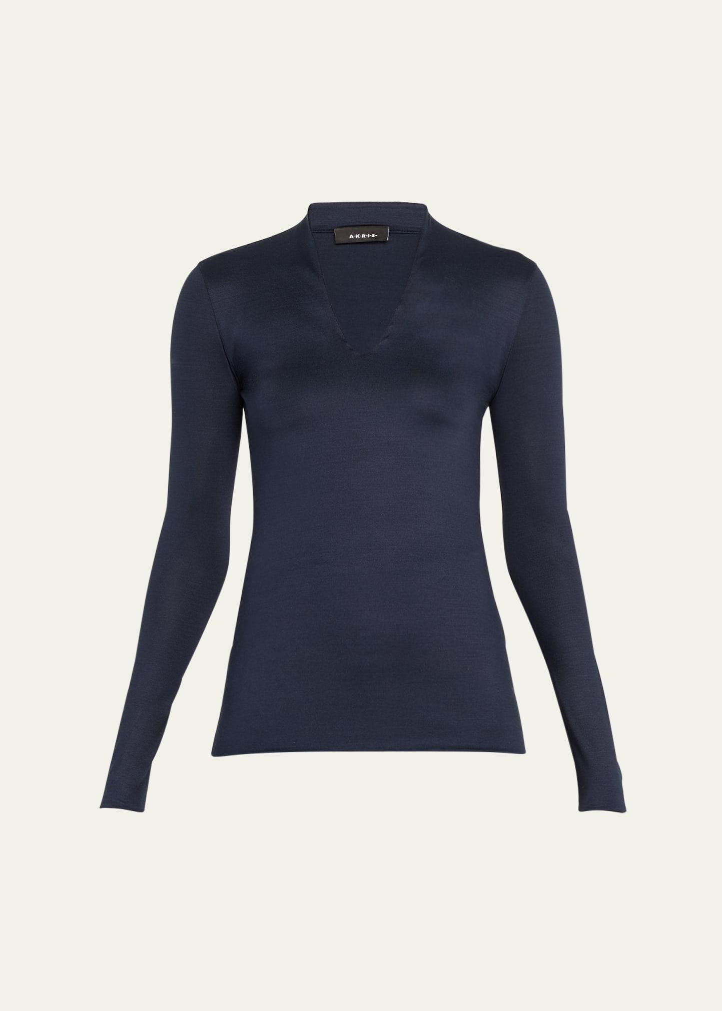 v-neck silk jersey stretch t-shirt