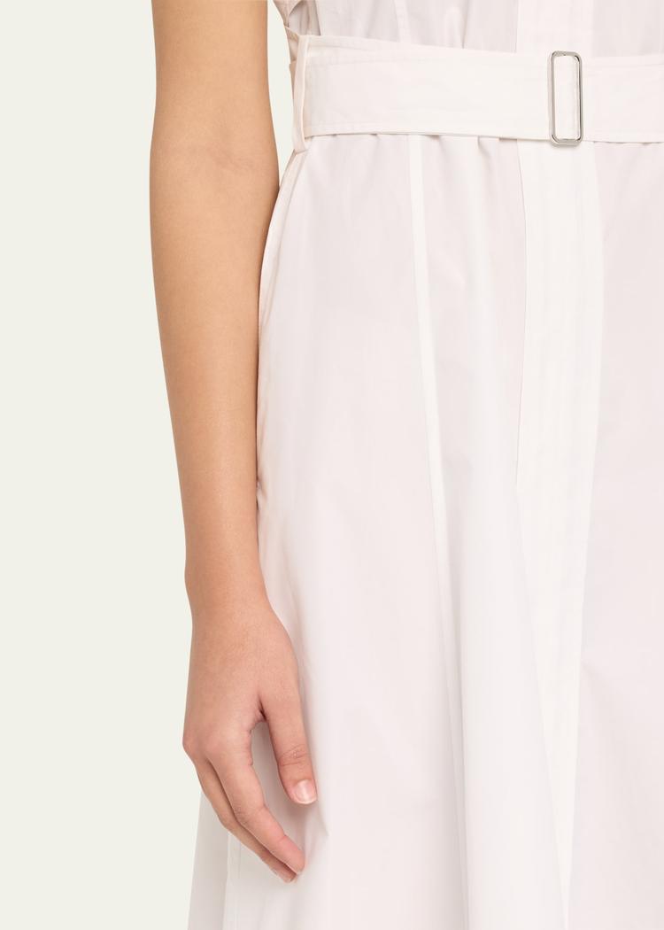 v-neck sleeveless belted midi dress
