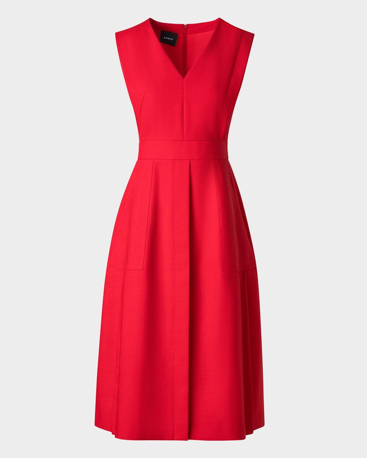 v-neck sleeveless linen dress