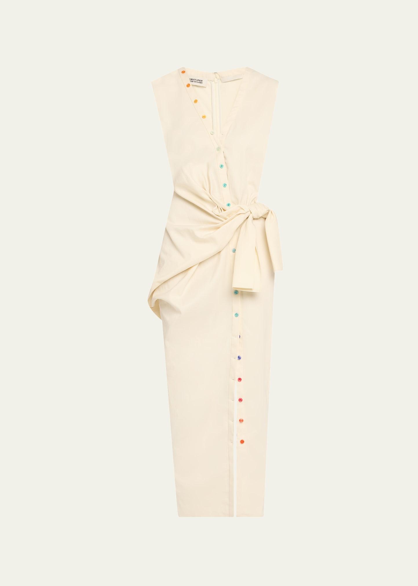 v-neck sleeveless sarong maxi shirtdress