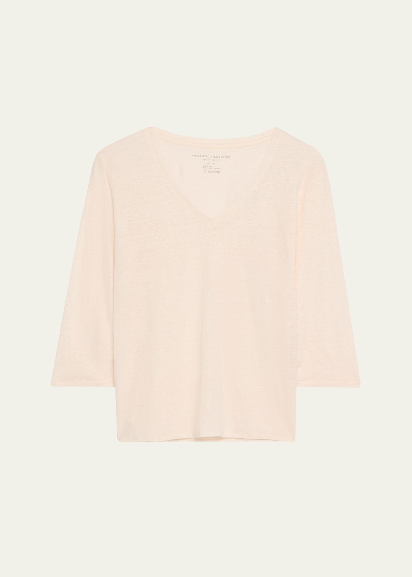 v-neck stretch linen tee
