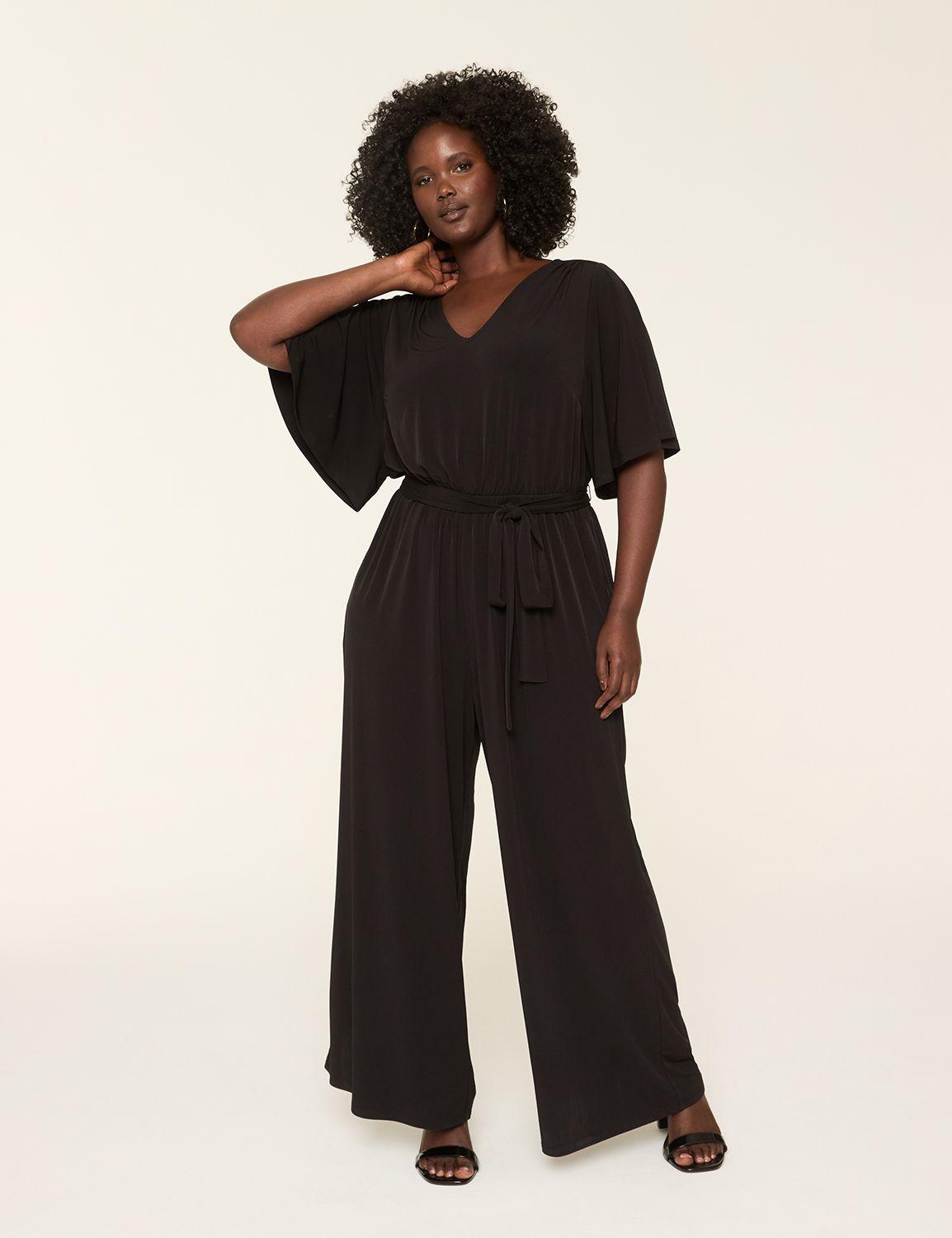 v-neck tie-waist jersey jumpsuit