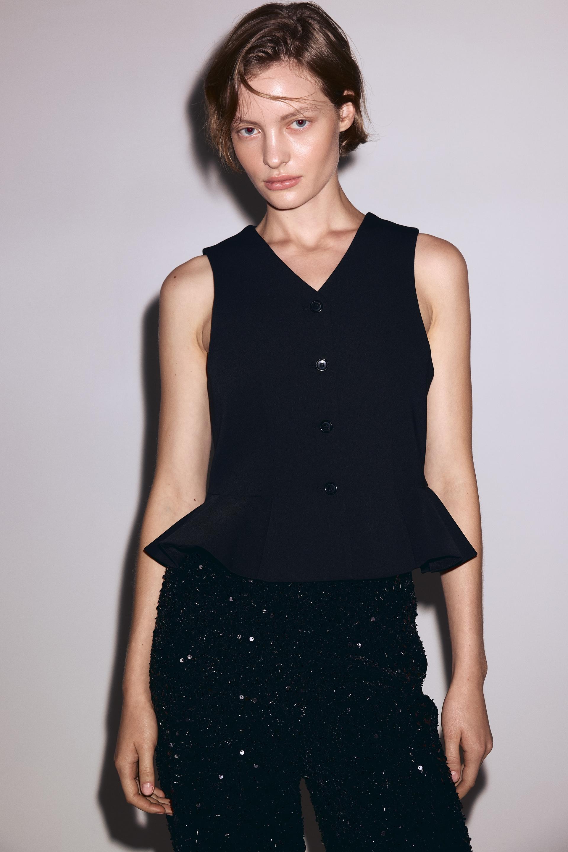 v-neck vest with peplum