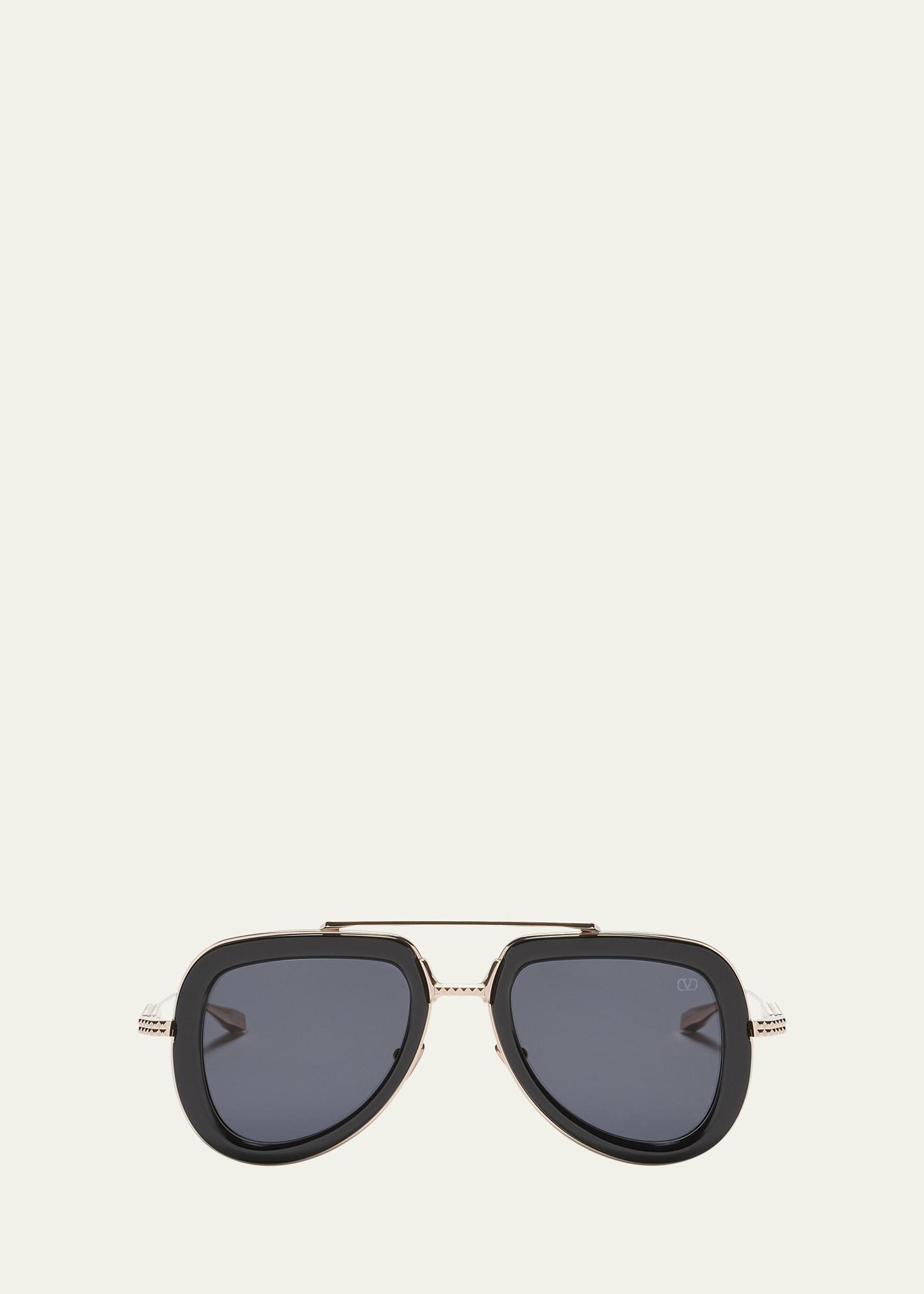 v-story titanium & acetate aviator sunglasses